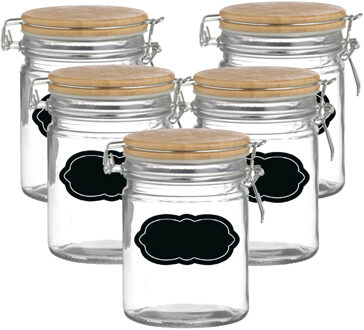 Urban Living Weckpot/inmaakpot - 10x - 700 ml - glas - met beugelsluiting - incl. etiketten - Weckpotten Transparant