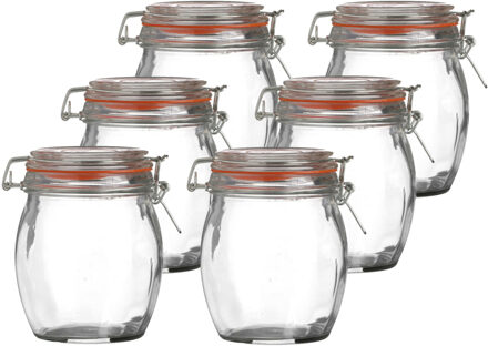 Urban Living Weckpot/inmaakpot - 10x - 750 ml - glas - met beugelsluiting - D11 x H14 cm