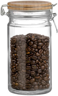 Urban Living Weckpot/inmaakpot - 1L - glas - met beugelsluiting - bamboe deksel