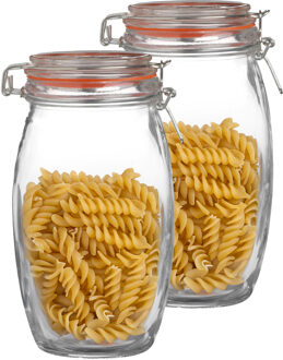 Urban Living Weckpot/inmaakpot - 2x - 1.3L - glas - met beugelsluiting - D13 x H22 cm