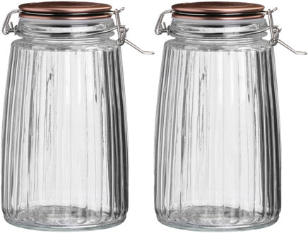 Urban Living Weckpot/inmaakpot - 2x - 1,8L - glas - met beugelsluiting - koperen deksel