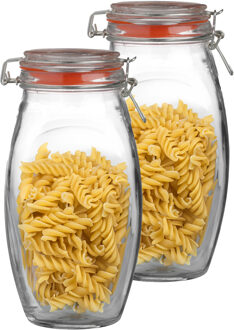 Urban Living Weckpot/inmaakpot - 2x - 1.9L - glas - met beugelsluiting - D12 x H25 cm