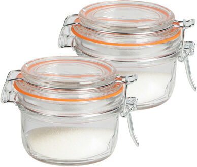 Urban Living Weckpot/inmaakpot - 2x - 140 ml - glas - met beugelsluiting - D9 x H7 cm