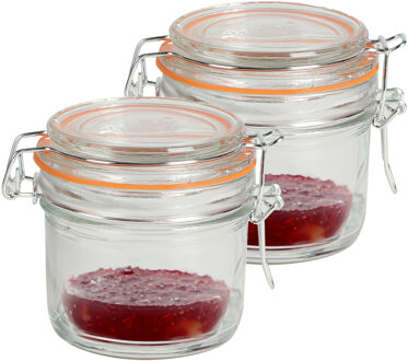 Urban Living Weckpot/inmaakpot - 2x - 200 ml - glas - met beugelsluiting - D8.5 x H8.5 cm