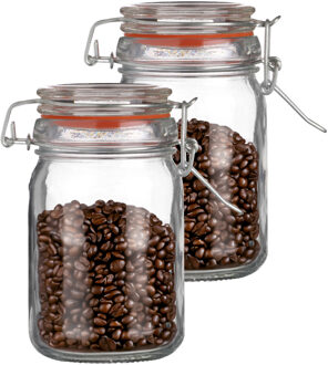 Urban Living Weckpot/inmaakpot - 2x - 250 ml - glas - met beugelsluiting - D7 x H12 cm