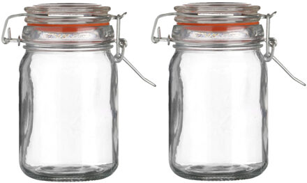Urban Living Weckpot/inmaakpot - 2x - 250 ml - glas - met beugelsluiting - D7 x H12 cm