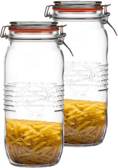 Urban Living Weckpot/inmaakpot - 2x - 2L - glas - met beugelsluiting - D14 x H27 cm