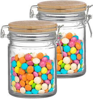 Urban Living Weckpot/inmaakpot - 2x - 700 ml - glas - met beugelsluiting - bamboe deksel