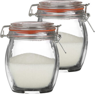 Urban Living Weckpot/inmaakpot - 2x - 750 ml - glas - met beugelsluiting - D11 x H14 cm
