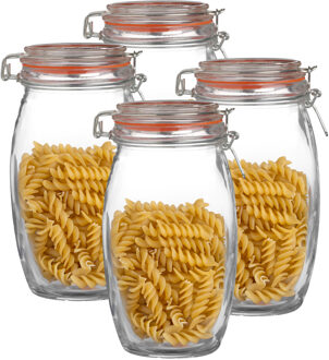 Urban Living Weckpot/inmaakpot - 4x - 1.3L - glas - met beugelsluiting - D13 x H22 cm