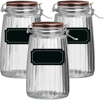 Urban Living Weckpot/inmaakpot - 4x - 1.8L - glas - met beugelsluiting - incl. etiketten