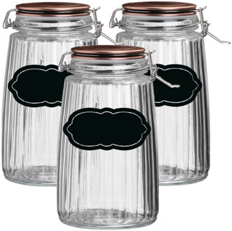 Urban Living Weckpot/inmaakpot - 4x - 1.8L - glas - met beugelsluiting - incl. etiketten