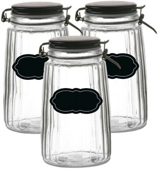 Urban Living Weckpot/inmaakpot - 4x - 1.8L - glas - met beugelsluiting - incl. etiketten