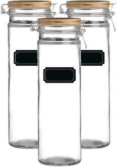 Urban Living Weckpot/inmaakpot - 4x - 1.9L - glas - met beugelsluiting - incl. etiketten