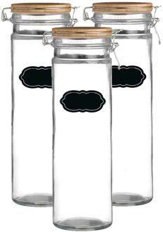 Urban Living Weckpot/inmaakpot - 4x - 1.9L - glas - met beugelsluiting - incl. etiketten