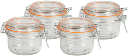 Urban Living Weckpot/inmaakpot - 4x - 140 ml - glas - met beugelsluiting - D9 x H7 cm