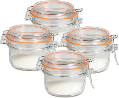 Urban Living Weckpot/inmaakpot - 4x - 140 ml - glas - met beugelsluiting - D9 x H7 cm