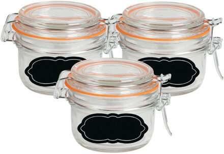 Urban Living Weckpot/inmaakpot - 4x - 170 ml - glas - met beugelsluiting - incl. etiketten - Weckpotten Transparant