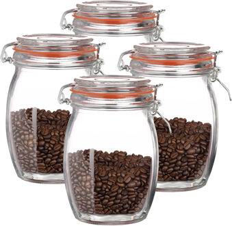 Urban Living Weckpot/inmaakpot - 4x - 1L - glas - met beugelsluiting - D10 x H17 cm