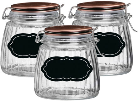 Urban Living Weckpot/inmaakpot - 4x - 1L - glas - met beugelsluiting - incl. etiketten