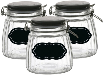 Urban Living Weckpot/inmaakpot - 4x - 1L - glas - met beugelsluiting - incl. etiketten