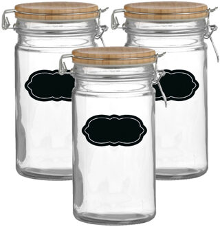 Urban Living Weckpot/inmaakpot - 4x - 1L - glas - met beugelsluiting - incl. etiketten