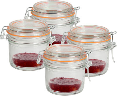 Urban Living Weckpot/inmaakpot - 4x - 200 ml - glas - met beugelsluiting - D8.5 x H8.5 cm