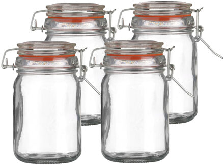 Urban Living Weckpot/inmaakpot - 4x - 250 ml - glas - met beugelsluiting - D7 x H12 cm
