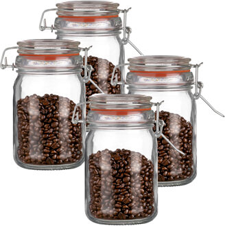 Urban Living Weckpot/inmaakpot - 4x - 250 ml - glas - met beugelsluiting - D7 x H12 cm