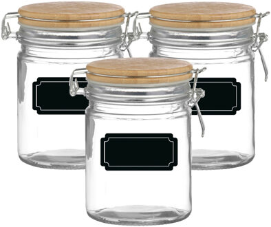 Urban Living Weckpot/inmaakpot - 4x - 700 ml - glas - met beugelsluiting - incl. etiketten - Weckpotten Transparant