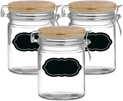 Urban Living Weckpot/inmaakpot - 4x - 700 ml - glas - met beugelsluiting - incl. etiketten - Weckpotten Transparant