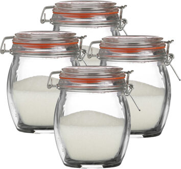 Urban Living Weckpot/inmaakpot - 4x - 750 ml - glas - met beugelsluiting - D11 x H14 cm