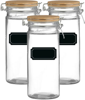 Urban Living Weckpot/inmaakpot - 6x - 1.3L - glas - met beugelsluiting - incl. etiketten