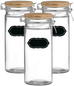 Urban Living Weckpot/inmaakpot - 6x - 1.3L - glas - met beugelsluiting - incl. etiketten