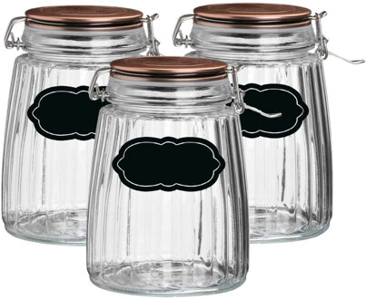 Urban Living Weckpot/inmaakpot - 6x - 1.5L - glas - met beugelsluiting - incl. etiketten