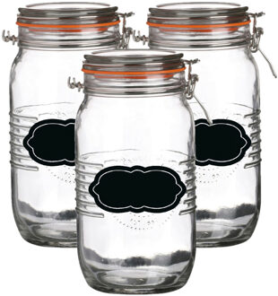 Urban Living Weckpot/inmaakpot - 6x - 1.5L - glas - met beugelsluiting - incl. etiketten