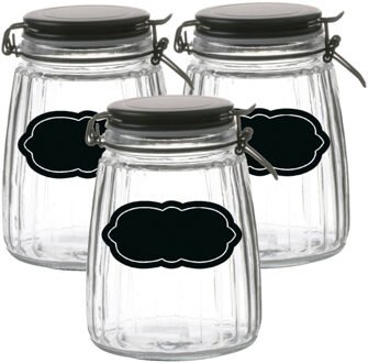 Urban Living Weckpot/inmaakpot - 6x - 1.5L - glas - met beugelsluiting - incl. etiketten