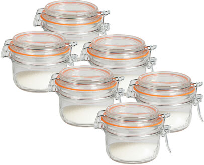 Urban Living Weckpot/inmaakpot - 6x - 140 ml - glas - met beugelsluiting - D9 x H7 cm