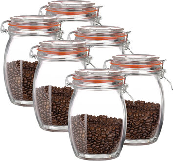 Urban Living Weckpot/inmaakpot - 6x - 1L - glas - met beugelsluiting - D10 x H17 cm