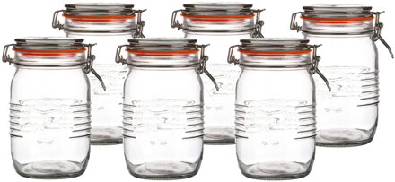 Urban Living Weckpot/inmaakpot - 6x - 1L - glas - met beugelsluiting - D14 x H17 cm
