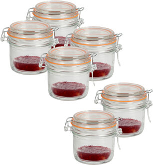 Urban Living Weckpot/inmaakpot - 6x - 200 ml - glas - met beugelsluiting - D8.5 x H8.5 cm