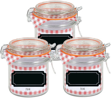 Urban Living Weckpot/inmaakpot - 6x - 250 ml - glas - met beugelsluiting - incl. etiketten