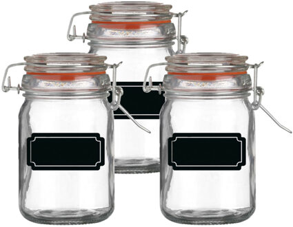 Urban Living Weckpot/inmaakpot - 6x - 250 ml - glas - met beugelsluiting - incl. etiketten