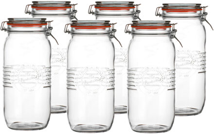 Urban Living Weckpot/inmaakpot - 6x - 2L - glas - met beugelsluiting - D14 x H27 cm