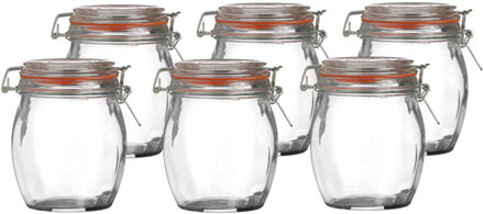 Urban Living Weckpot/inmaakpot - 6x - 750 ml - glas - met beugelsluiting - D11 x H14 cm