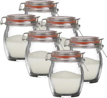 Urban Living Weckpot/inmaakpot - 6x - 750 ml - glas - met beugelsluiting - D11 x H14 cm