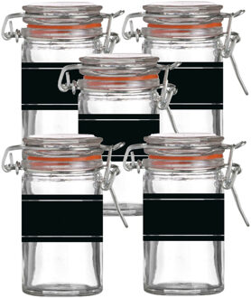 Urban Living Weckpotje/inmaakpotje - 10x - 70 ml - glas - met beugelsluiting - incl. etiketten