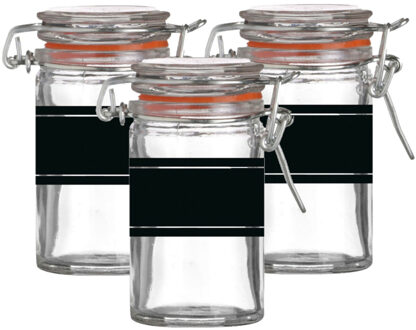 Urban Living Weckpotje/inmaakpotje - 4x - 70 ml - glas - met beugelsluiting - incl. etiketten - Weckpotten Transparant