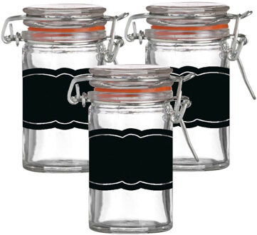 Urban Living Weckpotje/inmaakpotje - 4x - 70 ml - glas - met beugelsluiting - incl. etiketten