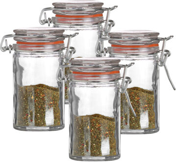 Urban Living Weckpotje/inmaakpotje - 4x - mini - 70 ml - glas - met beugelsluiting